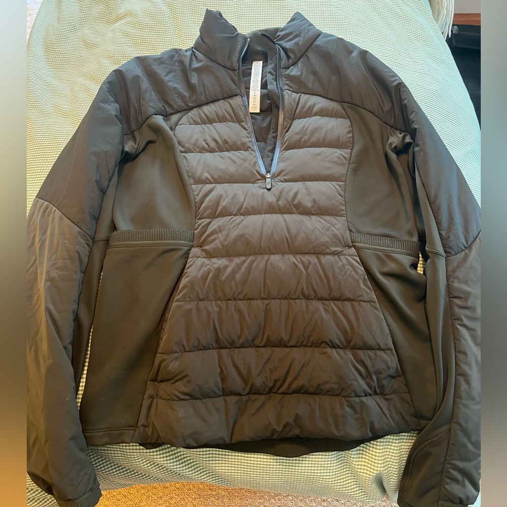 Lululemon Dark Olive Down For It All Pullover Jacket Size 8